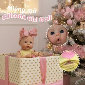 Búp Bê Sơ Sinh Silicon 13 Inch Dành Cho Bé Gái Làm Thủ Công Sống Động Như Thật Mô Phỏng Trẻ Sơ Sinh Có Thể Mở Miệng Kèm 2 Bộ Quần Áo