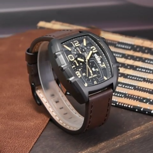 Jam tangan pria Jonas Jasmin Strap kulit Chronograh dan tanggal aktif original bergaransi