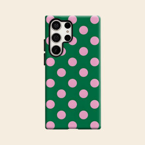 Green Pink Polka Dot Luxury Fashion Full Lens Protective Case for Samsung Galaxy S26 S25 S24 A56 A36 Plus Ultra