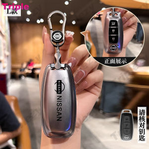 เคสที่ห้อยกุญแจ TPU แบบนิ่มสีเทาทังสเตนชุบแบบใหม่พวงกุญแจสำหรับ Nissan Xtrail Almera Serena March Micra Livina Juke Leaf โน้ตลูกเต๋า Kicks Terra Tiida