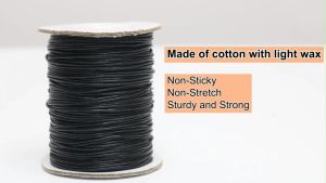 160m 1mm Waxed Cord Black Waxed Polyester Cord for Jewelry String Bracelet Cord