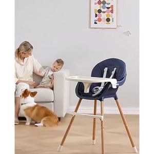 เก้าอี้กินข้าวเด็ก ขาเหล็กแข็งแรง Modern High Chair BZ-509 : ปรับใช้งานได้ทั้งแบบสูงและเตี้ย ถาด2ชั้น สายนิรภัย เบาะหนัง ที่พักเท้า A3