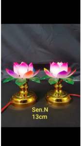 ( Combo 1 cặp ) Đèn thờ cúng HOA SEN dùng bóng trái ớt ( thay bóng dể dàng )