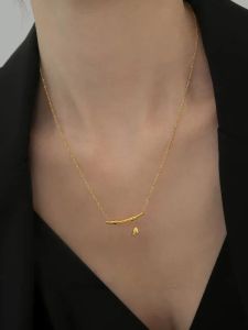 Elegant Bamboo Node Necklace Titanium Steel Plated 18K Gold High Color Retention Womens Fashion Jewelry Accessory