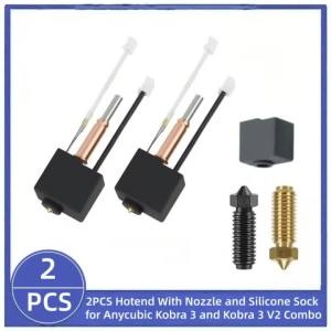 2PCS Kobra 3/Kobra 3 V2 Combo Hotend 3D Printer All Metal Extruder Hot End for Anycubic Kobra 3/Kobra 3 V2 Combo 3D Printers