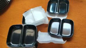 Bộ 10 cái chén chấm 2 ngăn melamine nâu bóng / đen bóng / đỏ đen bóng C 101- 9.0 x 7.3 x 1.5 cm