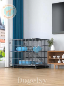 Cat Cage with Litter Box Pet cage 2 Layer Foldable Easy Assemble Sturdy Cage Cage for Cat Dog 1-4 Layer