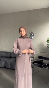 ( COD ) Gamis Kondangan Terbaru Polos Simpel Elegan Bahan Ceruti Premium Full Puring Aplikasi Payet
