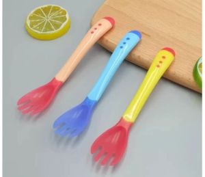 Sendok garpu silicone makan bayi MPASI sensor suhu panas