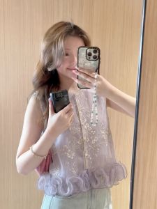 PAIBOLI | Áo Dạ Phối Thêu Đầy Đủ Mùa Hè Kiểu Trung Quốc Không T Tay Ngọt Ngào Như Tiên Plus-size