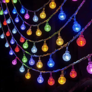 Battery Fairy Lights LED Bubble Ball String Lights Golden Glow for Wedding Holidays Room Decorations