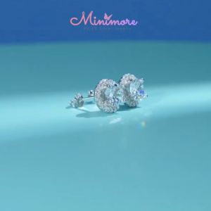 Promise Halo Diamond Earring ต่างหูเงินแท้ 92.5% คลาสสิค silver 925 minimore