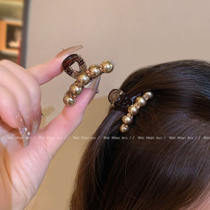 Champagne Pearl Small Hair Clip Womens Luxury Diamond Embedded Fringe Clamp New Style Hair Accessories Elegant Versatile