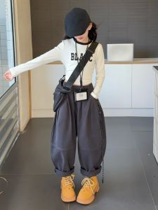 MPW | ชุดเด็กผู้หญิง ชุดสองชิ้นแขนยาวลายตัวอักษรสไตล์เกาหลี แฟชั่นฤดูใบไม้ร่วง ชุดเด็ก MPW เสื้อผ้าเด็ก