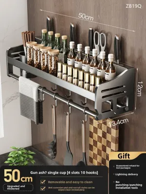 JIAJIESHI | Wall-mounted Multifunctional Kitchen Storage Rack No-drilling Installation