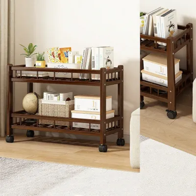 RONGXIA | Narrow Gap Wooden Storage Shelf with Wheels Multilayer