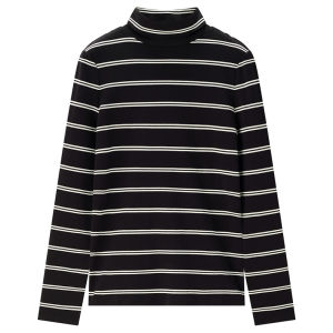 Giordano Womens Basic Cotton T-shirt Long Sleeve High Collar Comfortable Fit Casual Office Wear Pure Color 05322804