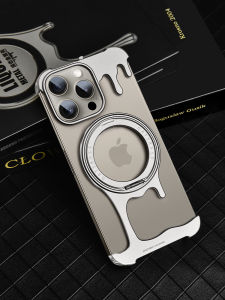 OATSBASF Frameless Wireless Phone Case for iPhone 15/14/13 Pro Max with 360°Rotation Finger Ring Holder