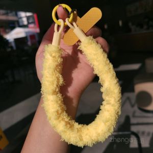 Furry Short Winter Style Mobile Phone Lanyard Anti-Loss Wristband Womens Plush Mobile Phone Case Keychain Creative INS Fashion Accessories