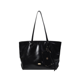 Chio2nd Platinum Dream Large Capacity Commuter Single Shoulder Tote Bag Fashionable Handbag Soft Synthetic Leather Purse