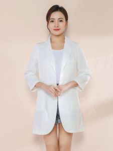 High-End Medical Beauty Work Uniform Womens Summer Thin Front Desk Consultant Plastic Surgeon Dental Doctor White Lab Coat