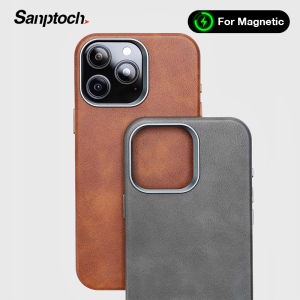 Sanptoch Premium Retro Leather Phone Case For iPhone 16 15 14 13 Pro Max Built in Magsafe Ring Cover For iPhone 16 Pro Max Militarily Shockproof Protection Casing