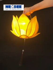 สินค้าพร้อมจัดส่ง โคมไฟดอกบัว LED ผ้าสไตล์จีน ญี่ปุ่น Lotus โคมระย้า เทศกาล ประดับตกแต่ง แขวนหน้าบ้าน ร้านค้า