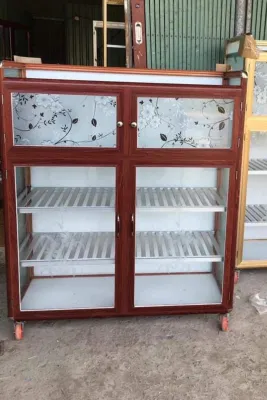 Sốc tủ chén 4 ngăn 4 cánh nhôm kính