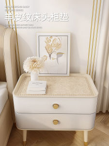 Luxurious Minimalist Style Bedside Table Mat Dustproof Water Repellent Oil Resistant Protection Pad PVC Material Stripe Pattern