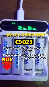 Bộ sạc pin AA/AAA Ni-MH 1.2V sạc nhanh tự ngắt an toàn có màn hình led theo dõi trạng thái sạc phát hiện pin lỗi Beston C9023L