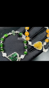 vòng tay nữ ngọc cẩm thạch tự nhiên vip mix hồ ly chúa ngọc cẩm thạch bọc bạc cao cấp và charm bạc cao cấp vòng tay đá phong thủy trang sức thiết kế đủ hóa đơn thẻ bảo hành