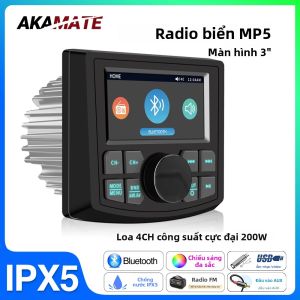 Đài Phát Thanh Marine Radio MP5 Chống Nước Bluetooth Màn Hình 3 Inch Âm Thanh Nổi Dành Cho Thuyền ATV UTV SPA RZR - AM FM RDS Đầu Phát Video Đa Phương Tiện Với AUX