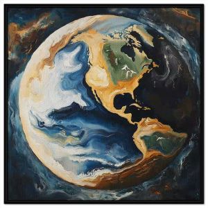 Tranh vẽ chủ đề bảo vệ môi trường trái đất. Tranh treo tường dán tường sơn dầu canvasCGI-2017