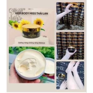 TẶNG 1GÓI TẤM TRẮNG [BẢN CHUẨN THÁI] Kem Body Miss Thái Lan Dưỡng Trắng Makeup Trẻ Hóa Hũ Nhỏ 170g 1 HỘP -Kem Body Miss Thái Lan Dưỡng Trắng Makeup Chống Nắng Hũ Nhỏ 170g