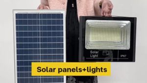 Slamp Solar Light Outdoor Waterproof 50000W solar lights with solar panel Light Control Induction solar garden lig Charged Power Display solar flood light White Light High Brightness Wall Lights with Remote Control Apply to Courtyard Street Balcony