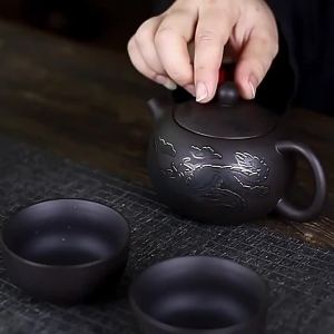 <1220> Ấm Hình Phượng Hoàng Cát Tím Đổi Màu Tiếp Xúc Với Nhiệt Ấm Pha Trà Longfeng Chengxiang Tách Trà Có Khay Trà Bộ Đồ Bán Thủ Công Nguyên Chất Quà Tặng