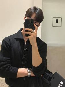 Korean Style Lightweight Core Yarn Knitted Open Cardigan Mens High-End Slim Fit Button Collar Jacket American Stripe Sweater