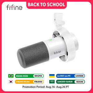 FIFINE Recording XLR Dynamic Microphone with Real-time MonitoringUSB Streaming Mic with Gain Knob/Touch-mute for PCMixer-K688
