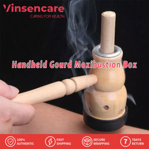 Vinsencare Handheld Gourd Moxibustion Solid Wood Gourd Moxibustion Box Wooden Moxa Jar Moxibustion Warmer Simplified Aroma Umbilical Cord Therapeutic Apparatus-whole Body Universal