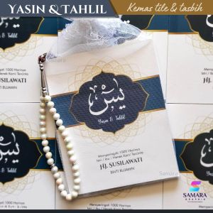 PAKET 10 buku yasin dan tahlil softcover custom lengkap foto almarhum 40 100 1000 harian souvenir tahlilan desain MOZAIK  hijau krem
