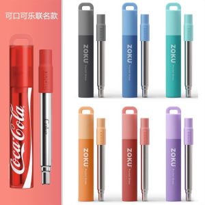 Wong Cho-Lam Little Red Book Recommendation American Zoku Retractable Pocket Straw Stainless Steel Portable Creative Environmental-Friendly with Brush