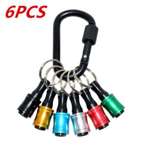 6 PCS 1/4 Inch Bit Holder Keychain Hex Screwdriver Bits Holder Extension Bar Quick Change Screw Bit Holder for Most Electric