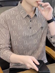 ROMON | Lormen Mens Long Sleeve Polo Shirt Casual Embroidered Necktie Top Business Style Spring Autumn Fashionable T-shirt