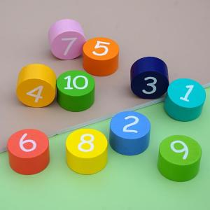 Colorful Chess Pieces Cylindrical 3D Building Blocks 1-10 Number Recognition Educational Toys Creative Wooden Puzzle Blocks