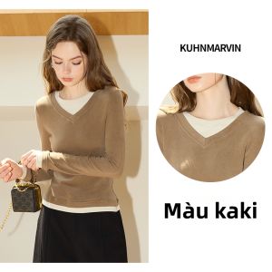 KUHNMARVIN | Áo Thun Dài Tay Phối Màu Giúp Gọn Người