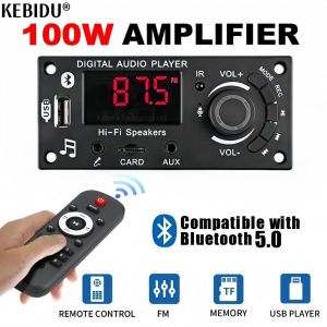 KEBIDU | 100W Amplifier Bluetooth 5.0 DIY MP3 WAV Decoder Board DC 12V 50W Wireless Car USB MP3 Player TF Card Slot USB FM with 3.5mm Mic