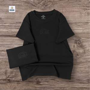 Áo Thun babytee thêu chữ smile cao cấp chất BORIP COTTON xịn có size từ 35kg đến 64kg chữ in DOGA trẻ trung 5màu sang trọng Mã 189