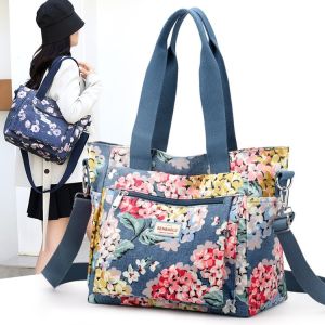 Fashionable Printed Nylon Tote Bag Womens Large Capacity Casual Handbag Canvas Shoulder Bag Crossbody Bag for All Seasons