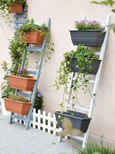 New Arrival Balcony Ladder Flower Stand Outdoor Courtyard Distressed Rectangular Basin Stand Garden Suit Kinds of Flowers and Vegetables Movable