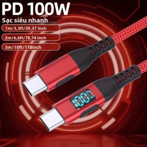 Màn Hình Công Suất 100W Loại C Đến Loại C Cáp Sạc Nhanh Bện Nylon Tốc Độ Cao 480Mbps Đồng Bộ Hóa Dữ Liệu Cho iPhone 15/16 & Samsung